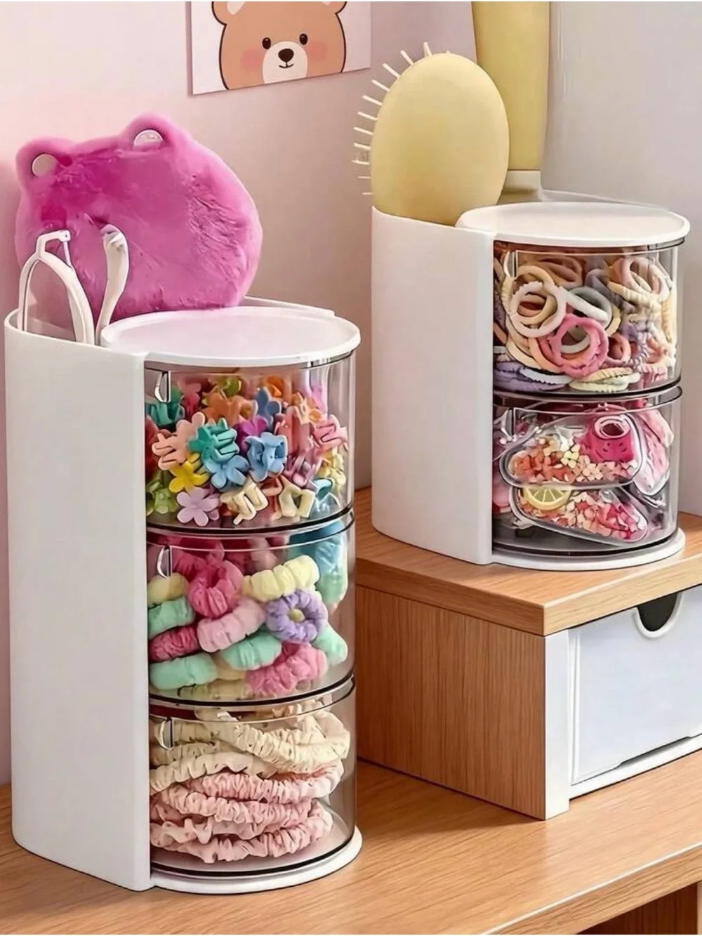 White 3-Tier Cosmetic & Hair Accessory Organizer - Compact Storage Tower